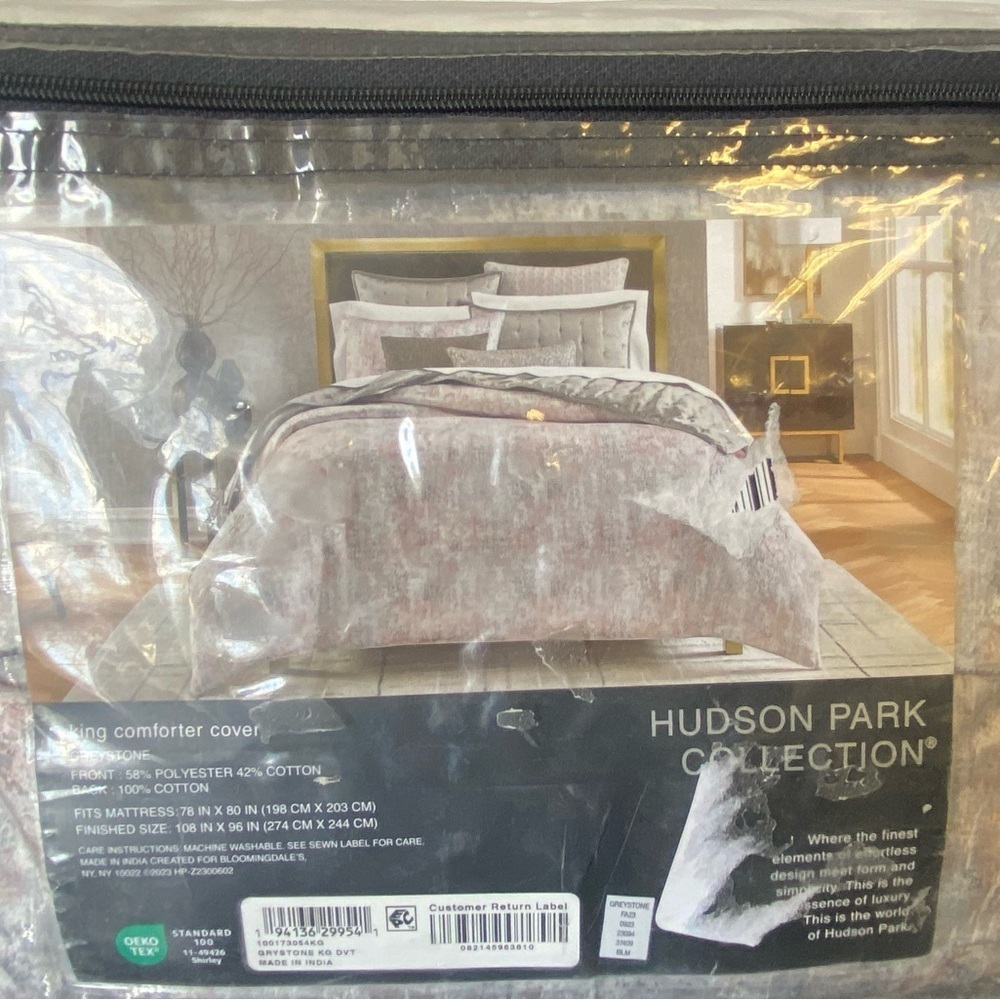 Hudson Park Collection Greystone Duvet Cover, King - Exclusive NIP - Picture 2 of 8